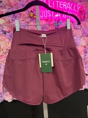 HALARA Mauve Perforated Athletic Shorts